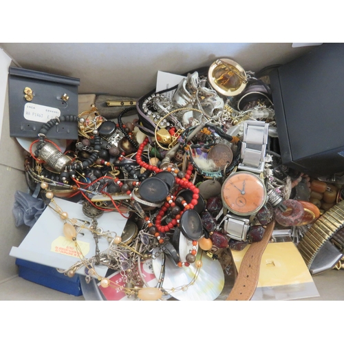 202 - Large Box of Wrist Watches and Costume Jewellery