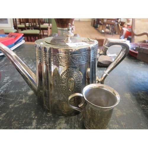 242 - Silver Plated Tea Pot and Tankard