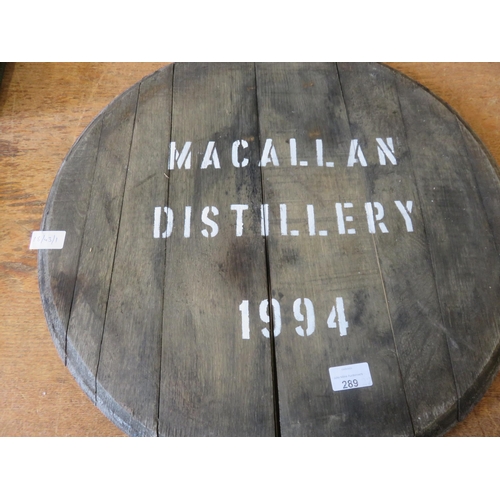 289 - Macallan 1994 Whisky Barrel Lid