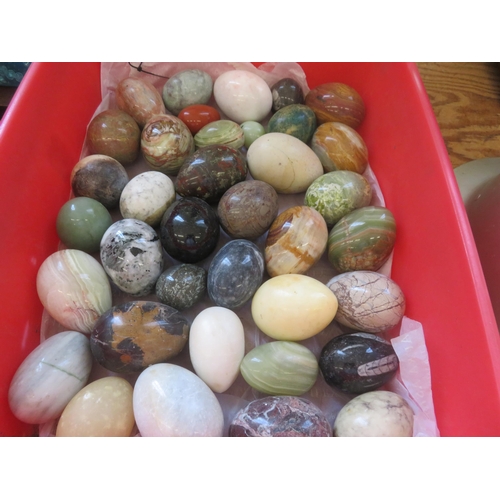 316 - Tray of Glass and Stone Eggs