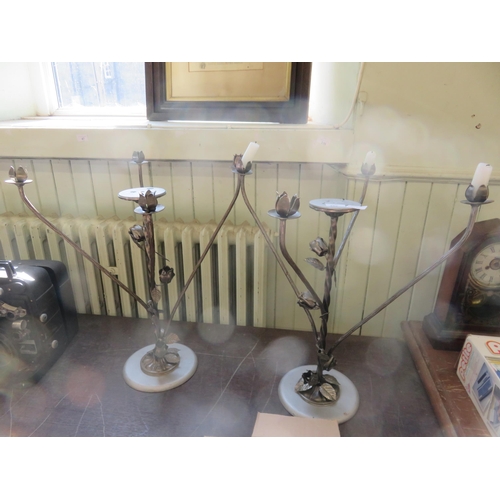 355 - Pair of modern Metal Candelabra