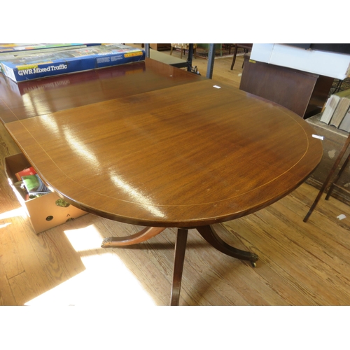 433 - Inlaid Mahogany Double Pedestal Dining Tale With Two Leaves