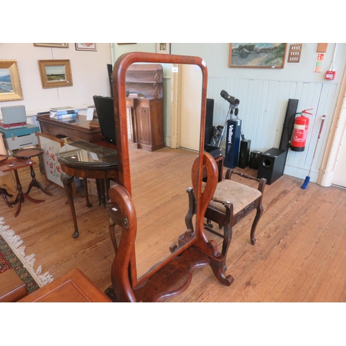 444 - Victorian Walnut Framed Cheval Mirror