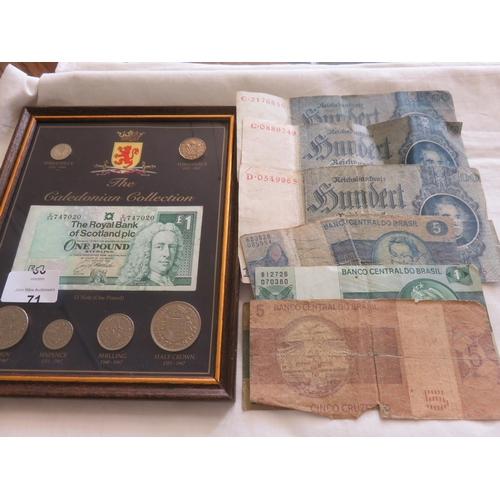 71 - £5 Coin, Scottish Coin Set, German Banknotes