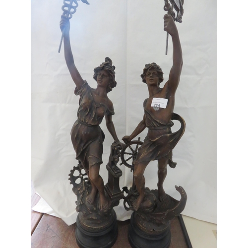 284 - Two Spelter Figures on Stands