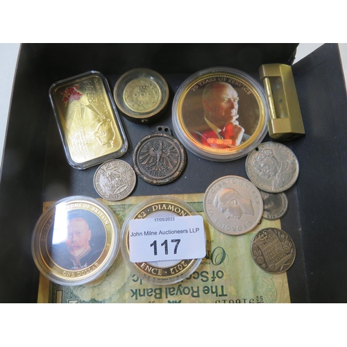 117 - Box with Coins and notes