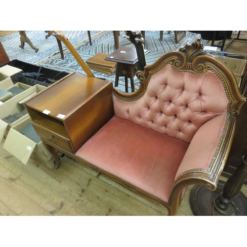 481 - Telephone Table and Pink Upholstered Seat