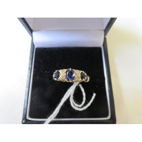 63 - Victorian 18ct. Gold Sapphire and Diamond Ring