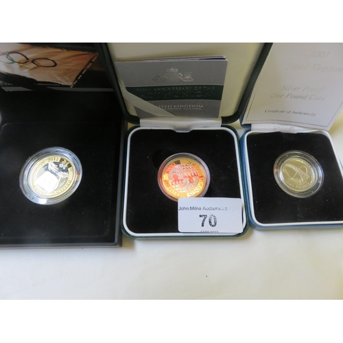 70 - One Silver Pound Coin and two Silver 2 Pound Coins