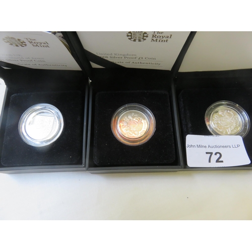 72 - Three Silver Pound Coins