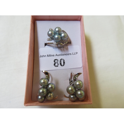 80 - Silver/Grey Pearl Suite of Jewellery