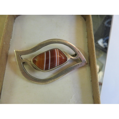 120A - Scottish Silver and Agate Type Brooch, circa 1975