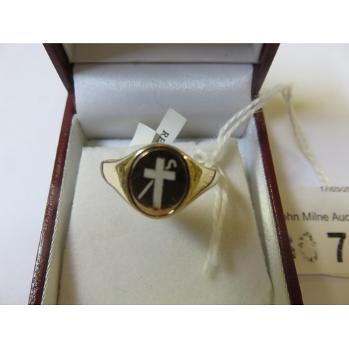 78 - 9ct. Gold Masonic Signet Ring 3.7 grams