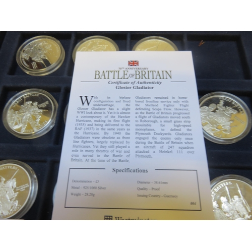 330 - Battle of Britain and Great Battles £5 Silver Coin Sets with paperwork