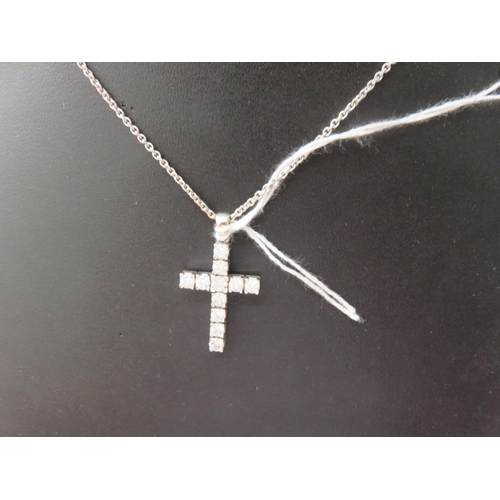 White Gold and Diamond Crucifix on Chain