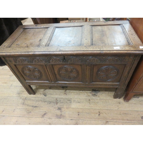 477 - Carved Oak Antique Coffer