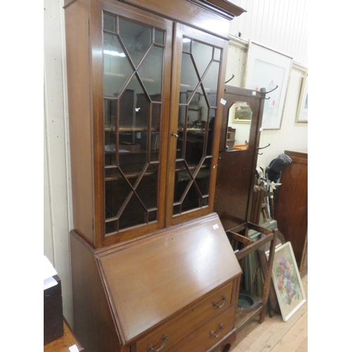 481 - Inlaid Mahogany and Glazed Bureau Bookcase