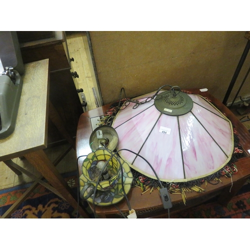 494 - Two Tiffany Style Lampshades (One Large, One Small)