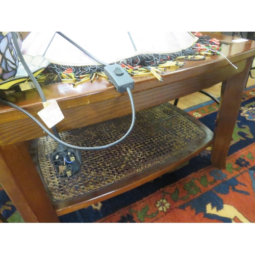 495 - Modern Mahogany Coffee Table with Glass Top