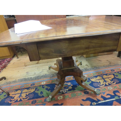 501 - Regency Mahogany Drop Leaf Pedestal Table with Drawer