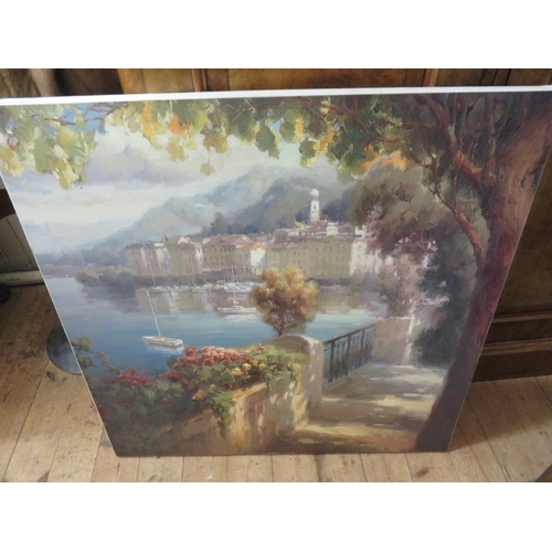 517A - Large Oil Painting - Italian Coastal Scene