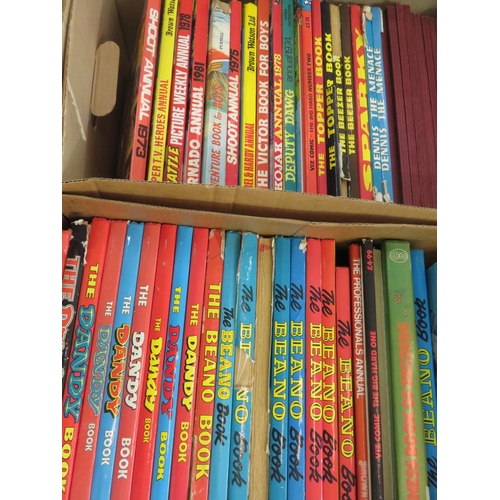 522 - Two Boxes of Beano and Dandy Annuals, etc