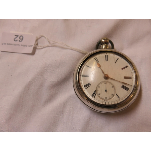 62 - Silver Pocket Watch in Silver Case