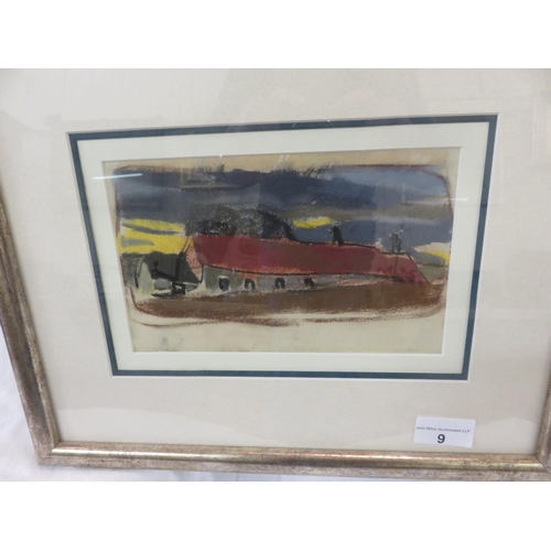 9 - Attributed to Joan Eardley RSA - 'Rural Cottages' - Watercolour - 5" x 8"