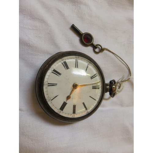 90 - Silver Cased Pocket Watch and Winder