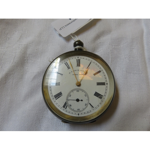 91 - Silver Pocket Watch by H.E. Peck