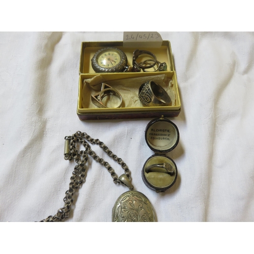 98 - Quantity of Silver including Pocket Watch and Rings