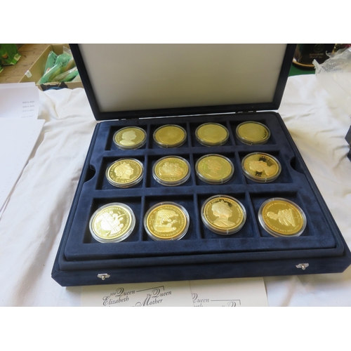 113 - Case containing 19 Silver Gilt Royalty Coins plus Certificates