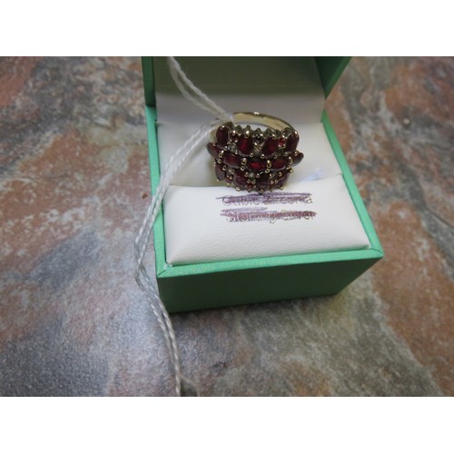 90C - 9ct Yellow Gold Ruby and Diamond Dress Ring