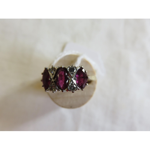 124 - 18ct Gold Ruby and Diamond Ring - Size N