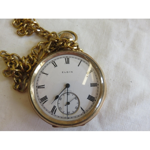 139 - Rolled Gold Elgin Pocket Watch and Watch Chain