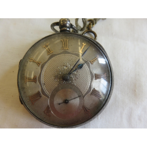 147 - Victorian Silver Gold Dial Chain Fusee Pocket Watch