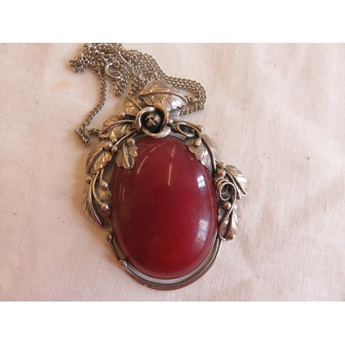 151 - Large Gem Set Silver Pendant