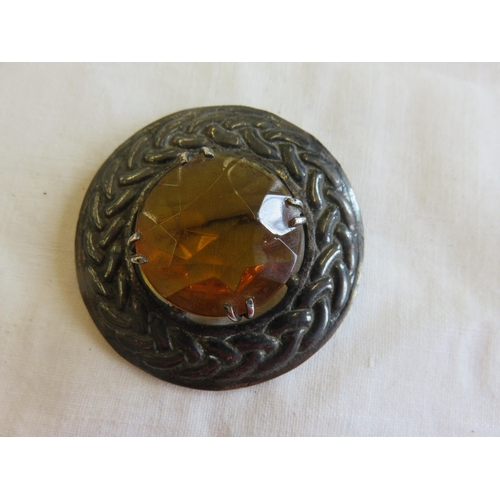 152 - Large Robert Allison Silver Gem Celtic Brooch