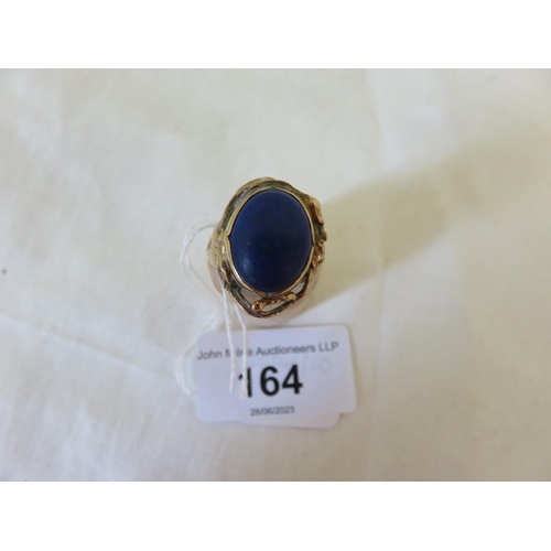 164 - Large Gilt Metal and Blue Stone Dress Ring