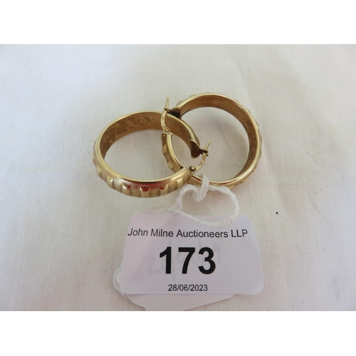 173 - Pair of 14ct Gold Hoop Earrings - 5.67gms