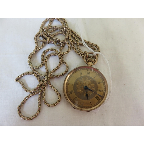 190 - 14ct Gold Pocket Watch on Chain