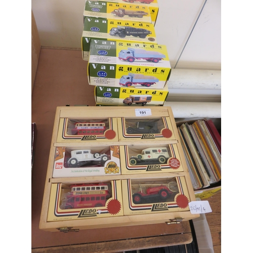 191 - IZ Boxed Vanguard Lorries and Six Ledo Vehicles in Case