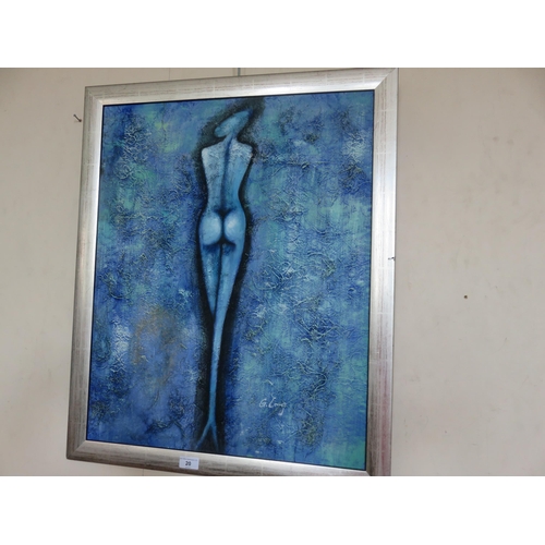 20 - Framed Oil - Blue Figure - signed