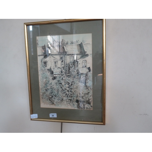 28 - Gilt Framed Coloured Etching 