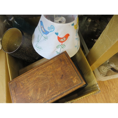 331 - Box containing Woodenware and a Christening Gown