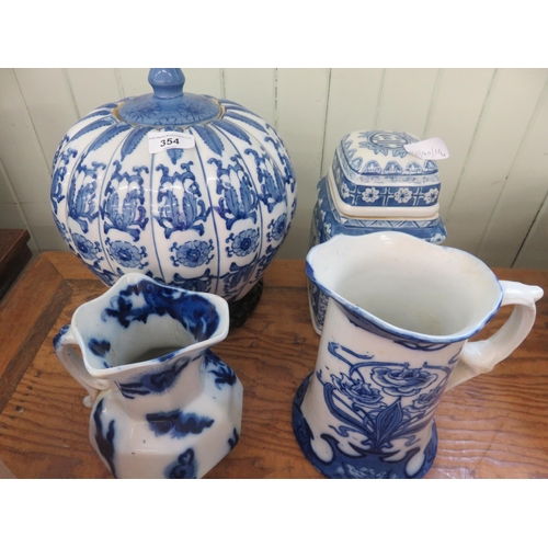 354 - Four Pieces of Blue and White Ware