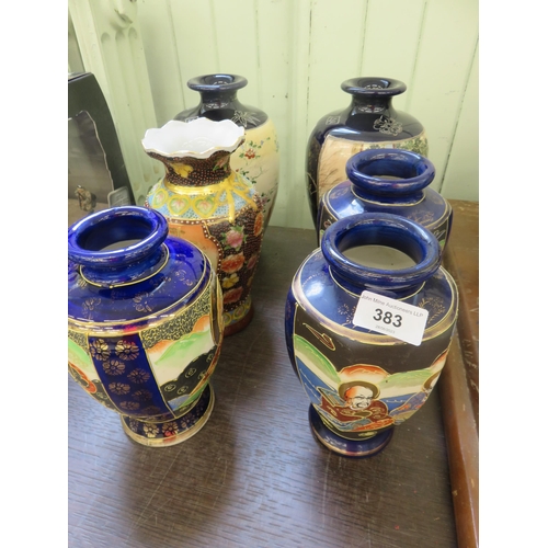 383 - Six Gold Inlaid Japanese Vases