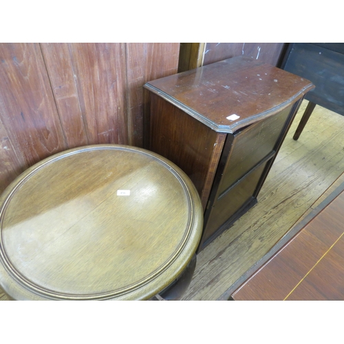 456 - Mahogany Inlaid Music Cabinet and Circular Table