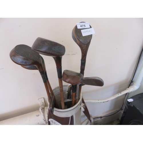 475 - Hickory Golf Clubs in Old Bag