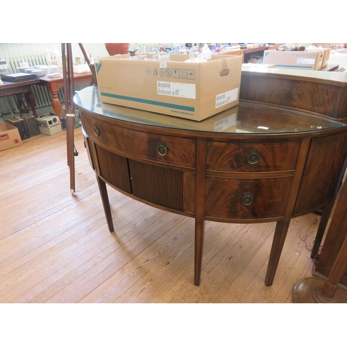 481 - Inlaid Mahogany Bow Front Sideboard with Tambour Doors